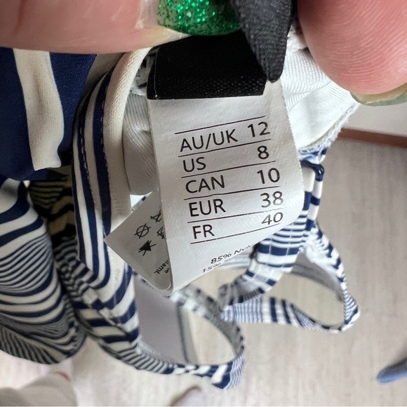 Niptuck swim swimsuit navy white stripe tummy control swimsuit size 8 - Picture 12 of 13